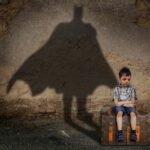 boy, sad boy, batman, superhero, photomontage, composing, dreams, brawl, child, sad, hero, serious, suffering, lonely, poverty, cry, fear